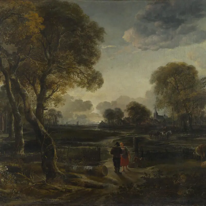 An Evening View near a Village