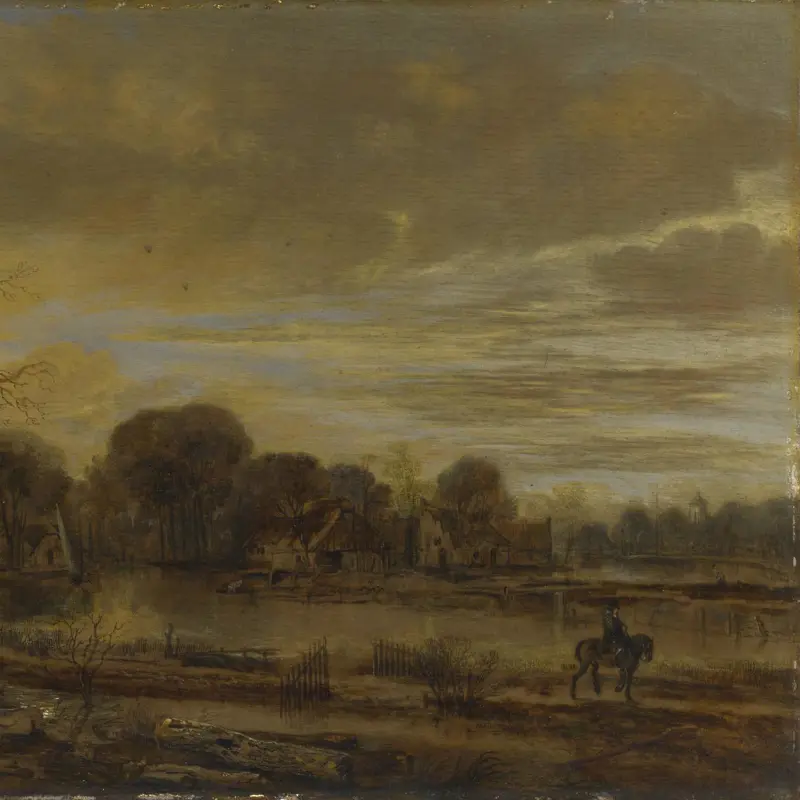A River Landscape with a Village