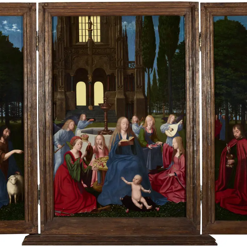 The Virgin and Child with Saints and Angels in a Garden