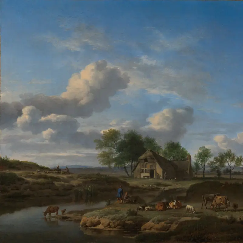 A Landscape with a Farm by a Stream