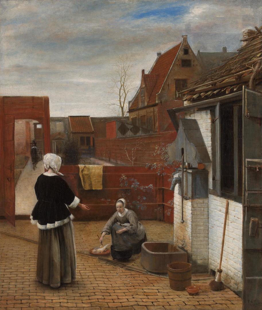 A Woman and her Maid in a Courtyard by Pieter de Hooch