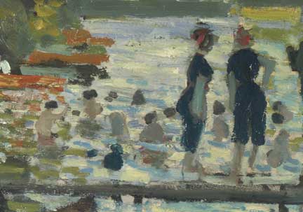 Detail from Monet, 'Bathers at La Grenouillère', 1869